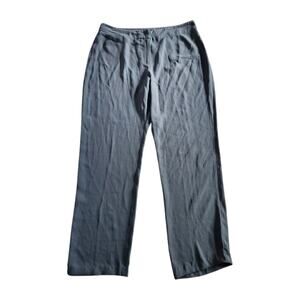 Eileen Fisher Black Silk Georgette Wide Leg Flat Front Pants Women's Size M